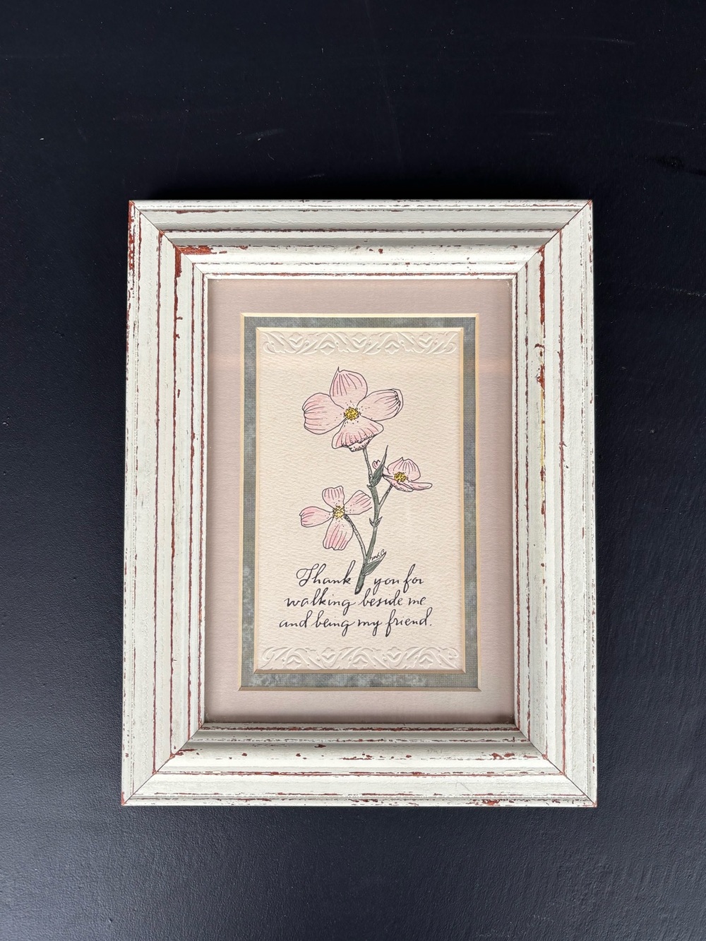Best Friend,Hand Painted Watercolor Dogwood Flower,Framed Embossed Artwork,Gift